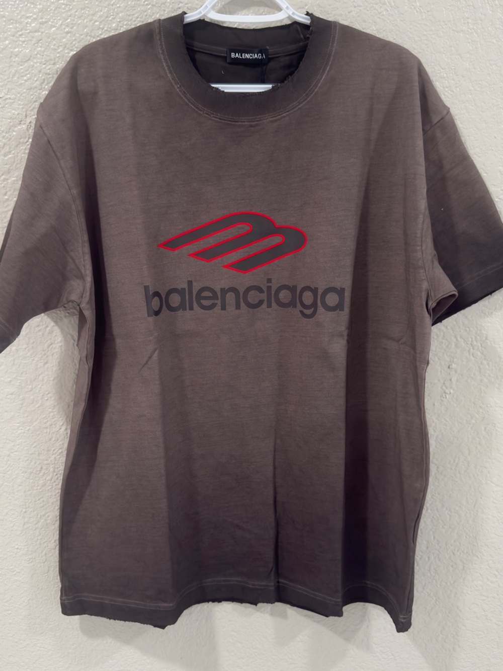 Balenciaga Men’s Brown Logo Crewneck T-Shirt 2 XL like XL